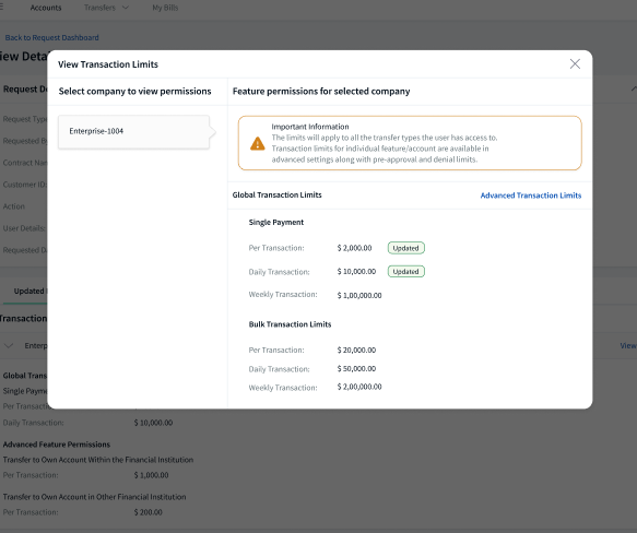 View Transaction Limits